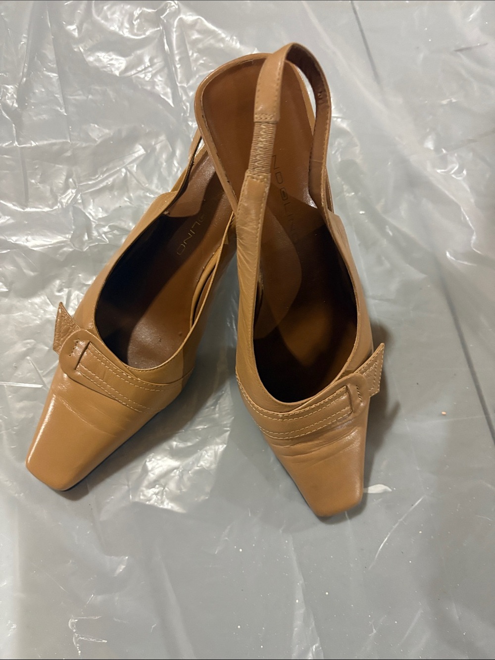 Bandolino Cognac Leather Slingback Pumps